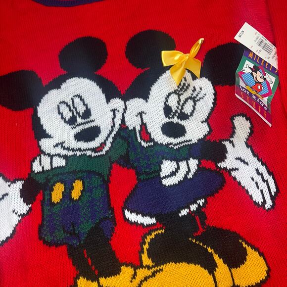 Vintage 90s Mickey and Minnie mouse crewneck preppy knit sweater youth size 16 - Picture 7 of 8